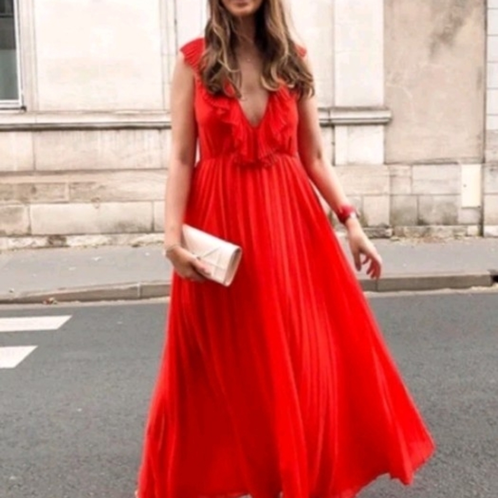 Zara Vibrant Red Maxi Dress